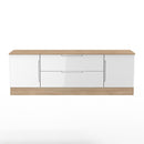 Milan 2 Door 2 Drawer Superwide TV Unit in White Gloss & Bardolino Oak - Ready Assembled