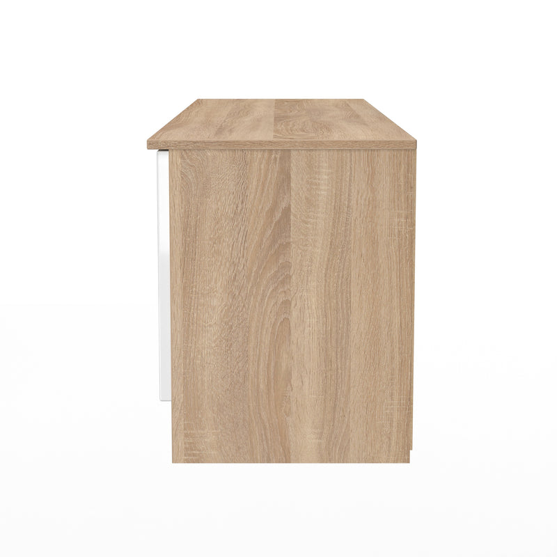 Milan 2 Door 2 Drawer Superwide TV Unit in White Gloss & Bardolino Oak - Ready Assembled