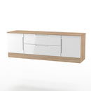 Milan 2 Door 2 Drawer Superwide TV Unit in White Gloss & Bardolino Oak - Ready Assembled