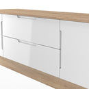Milan 2 Door 2 Drawer Superwide TV Unit in White Gloss & Bardolino Oak - Ready Assembled