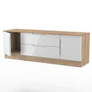 Milan 2 Door 2 Drawer Superwide TV Unit in White Gloss & Bardolino Oak - Ready Assembled