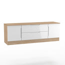 Milan 2 Door 2 Drawer Superwide TV Unit in White Gloss & Bardolino Oak - Ready Assembled