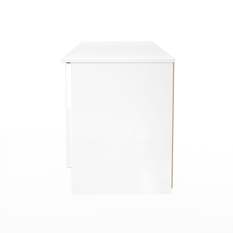 Milan 2 Door 2 Drawer Superwide TV Unit in White Gloss & White Matt - Ready Assembled