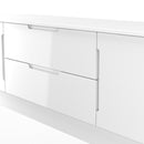 Milan 2 Door 2 Drawer Superwide TV Unit in White Gloss & White Matt - Ready Assembled