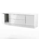 Milan 2 Door 2 Drawer Superwide TV Unit in White Gloss & White Matt - Ready Assembled