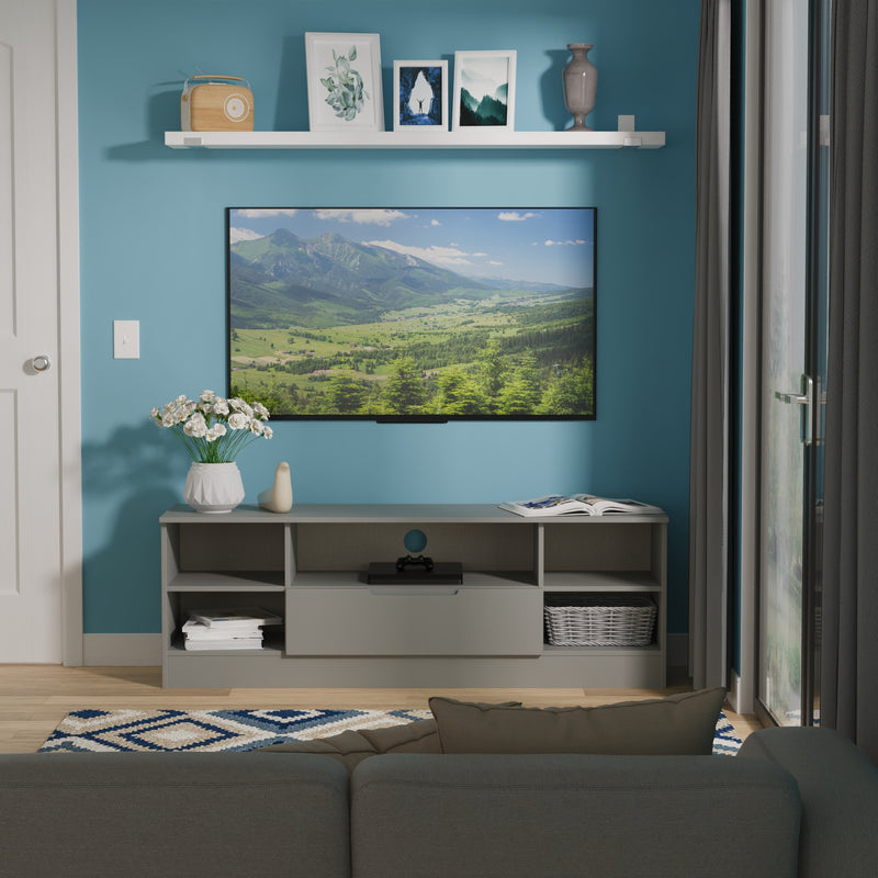 Milan Wide 1 Drawer TV & Media Unit in Dusk Grey - Ready Assembled