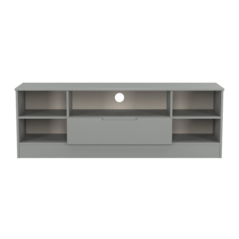 Milan Wide 1 Drawer TV & Media Unit in Dusk Grey - Ready Assembled