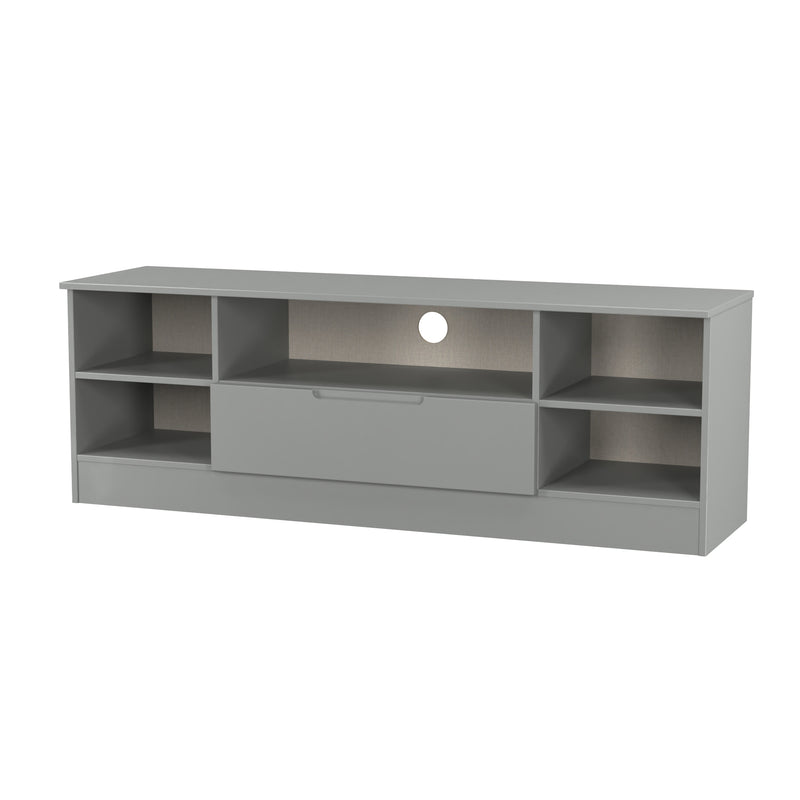 Milan Wide 1 Drawer TV & Media Unit in Dusk Grey - Ready Assembled