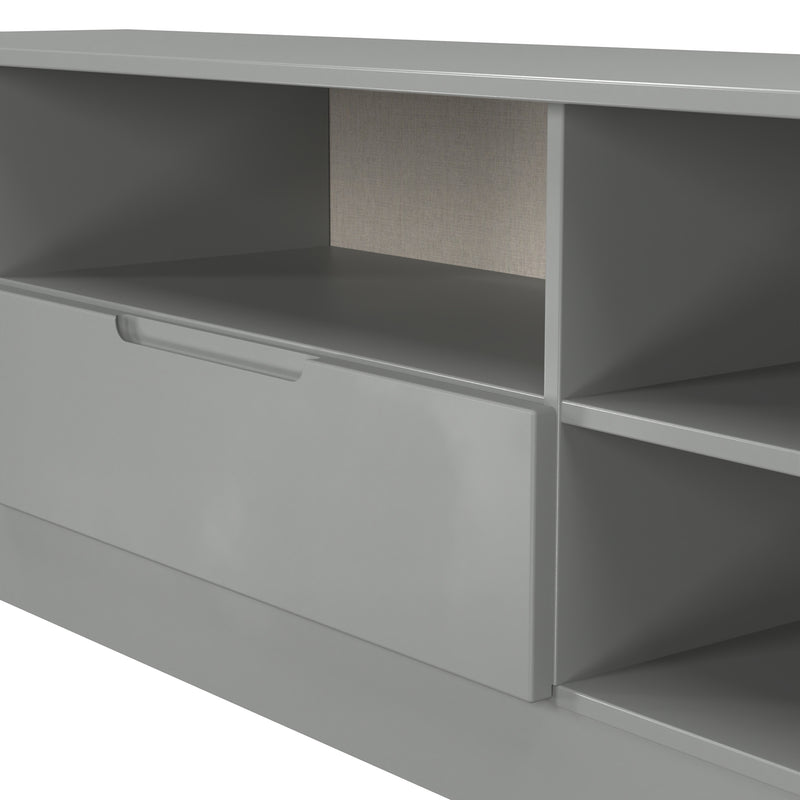 Milan Wide 1 Drawer TV & Media Unit in Dusk Grey - Ready Assembled