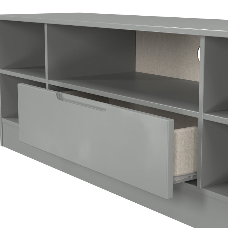 Milan Wide 1 Drawer TV & Media Unit in Dusk Grey - Ready Assembled