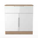 Milan 1 Drawer 2 Door Sideboard in White Gloss & Bardolino Oak - Ready Assembled