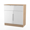 Milan 1 Drawer 2 Door Sideboard in White Gloss & Bardolino Oak - Ready Assembled