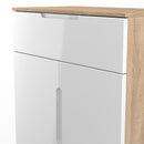 Milan 1 Drawer 2 Door Sideboard in White Gloss & Bardolino Oak - Ready Assembled