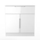 Milan 1 Drawer 2 Door Sideboard in White Gloss & White Matt - Ready Assembled