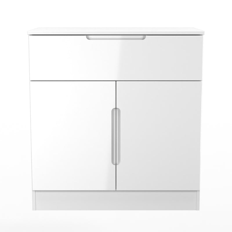 Milan 1 Drawer 2 Door Sideboard in White Gloss & White Matt - Ready Assembled