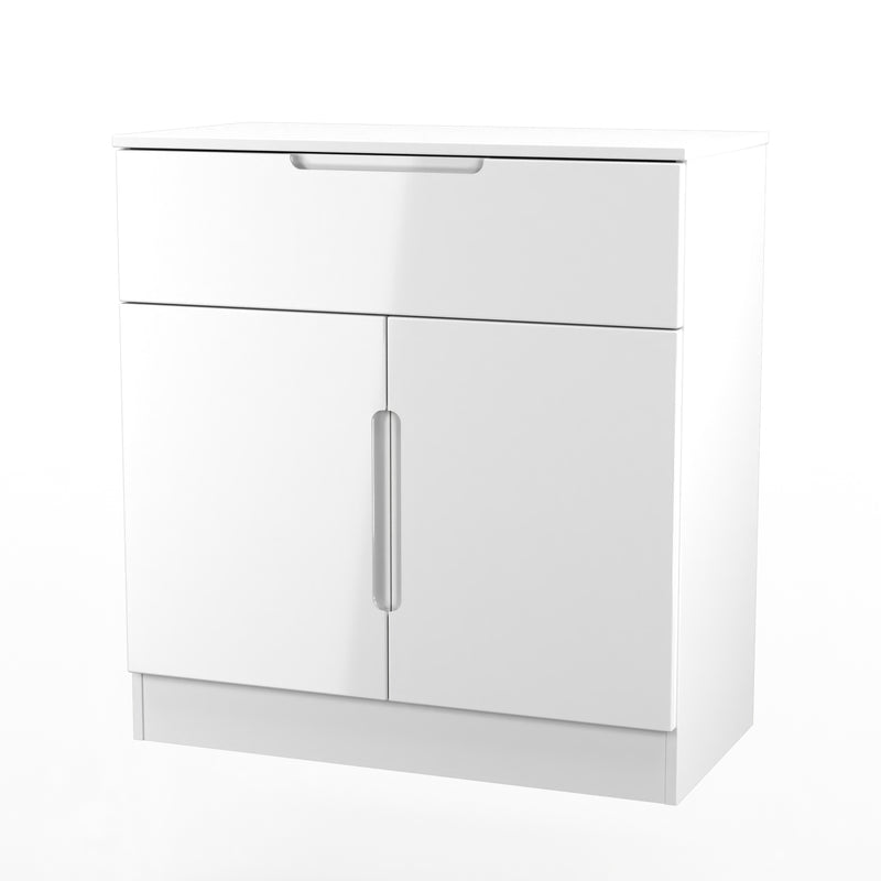 Milan 1 Drawer 2 Door Sideboard in White Gloss & White Matt - Ready Assembled