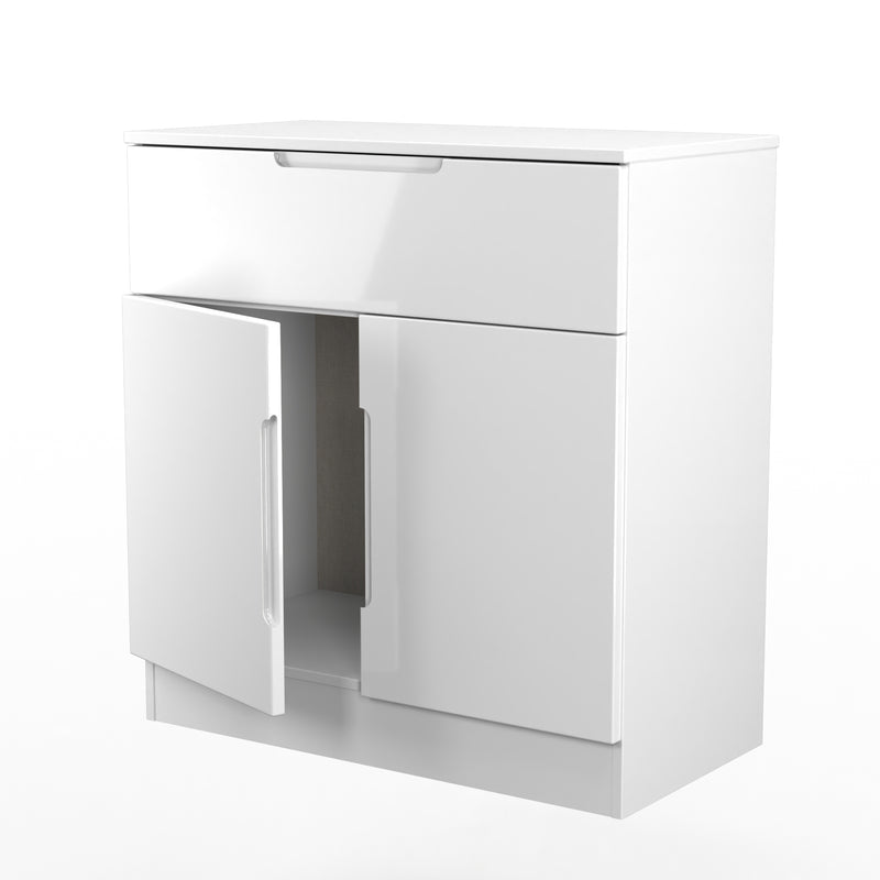 Milan 1 Drawer 2 Door Sideboard in White Gloss & White Matt - Ready Assembled