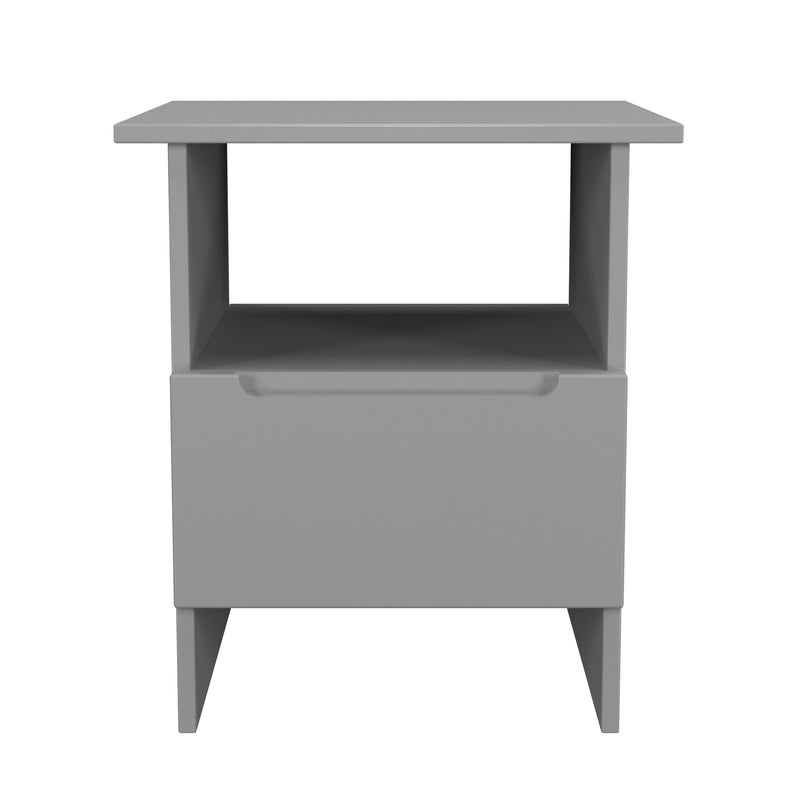 Milan Bottom Drawer Lamp Table in Dusk Grey - Ready Assembled