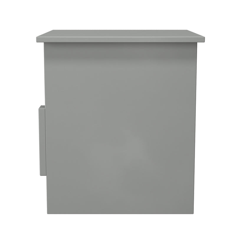 Milan Bottom Drawer Lamp Table in Dusk Grey - Ready Assembled