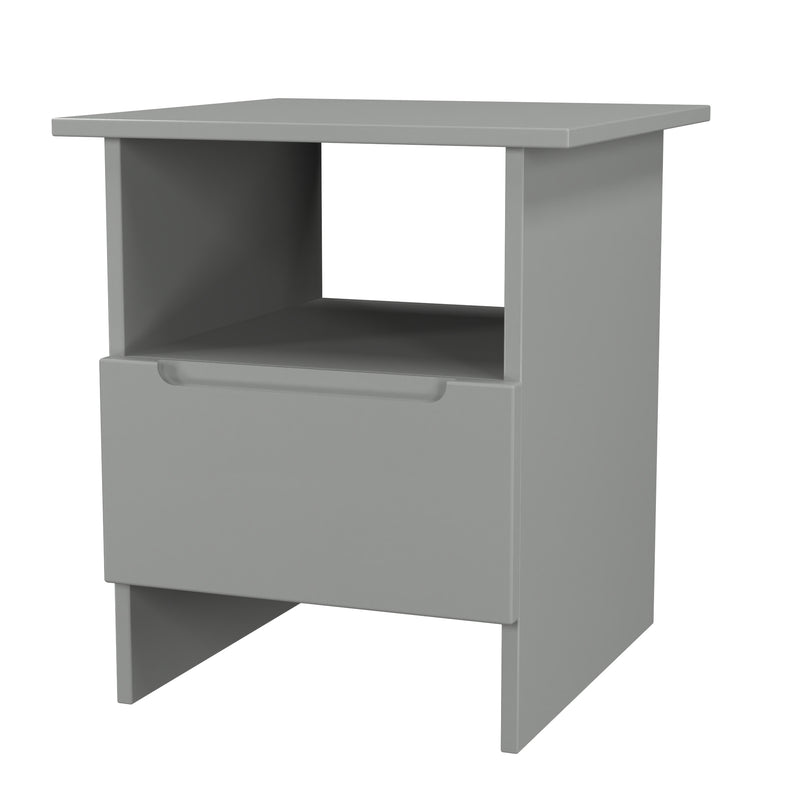 Milan Bottom Drawer Lamp Table in Dusk Grey - Ready Assembled
