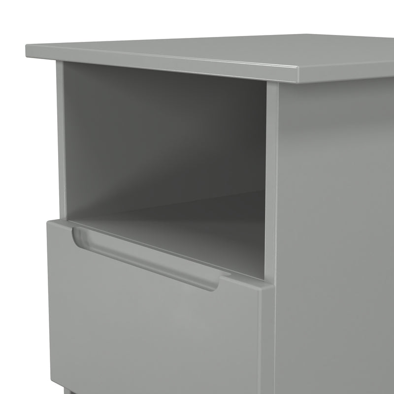 Milan Bottom Drawer Lamp Table in Dusk Grey - Ready Assembled