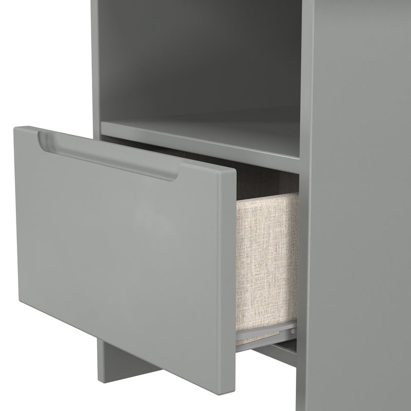 Milan Bottom Drawer Lamp Table in Dusk Grey - Ready Assembled