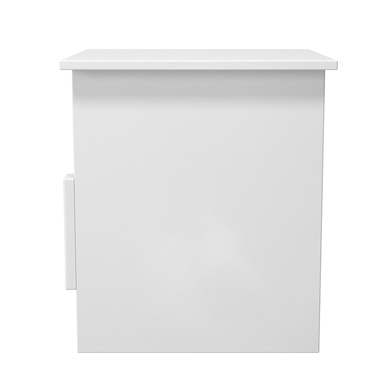 Milan Bottom Drawer Lamp Table in White Gloss & White Matt - Ready Assembled