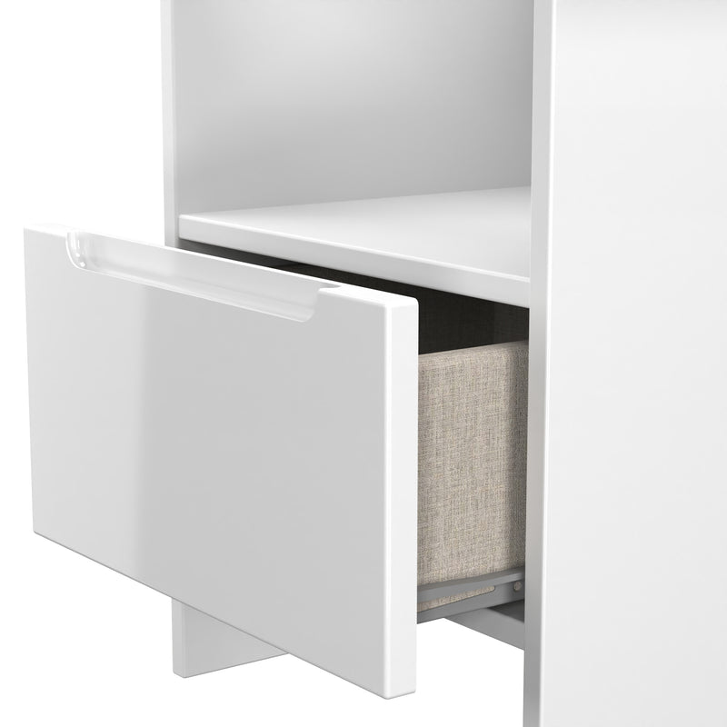 Milan Bottom Drawer Lamp Table in White Gloss & White Matt - Ready Assembled