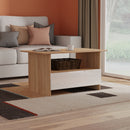 Milan Bottom Drawer Coffee Table in White Gloss & Bardolino Oak - Ready Assembled
