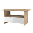 Milan Bottom Drawer Coffee Table in White Gloss & Bardolino Oak - Ready Assembled
