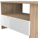 Milan Bottom Drawer Coffee Table in White Gloss & Bardolino Oak - Ready Assembled