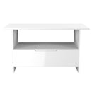Milan Bottom Drawer Coffee Table in White Gloss & White Matt - Ready Assembled