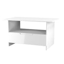 Milan Bottom Drawer Coffee Table in White Gloss & White Matt - Ready Assembled