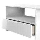 Milan Bottom Drawer Coffee Table in White Gloss & White Matt - Ready Assembled