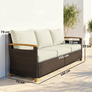 Outsunny Rattan Garden Sofa With Cushioned Wide Seats Brown