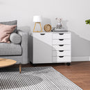 HOMCOM Modern Mobile 5-Drawer Cabinet w/ Door, Office Storage Cabinet White