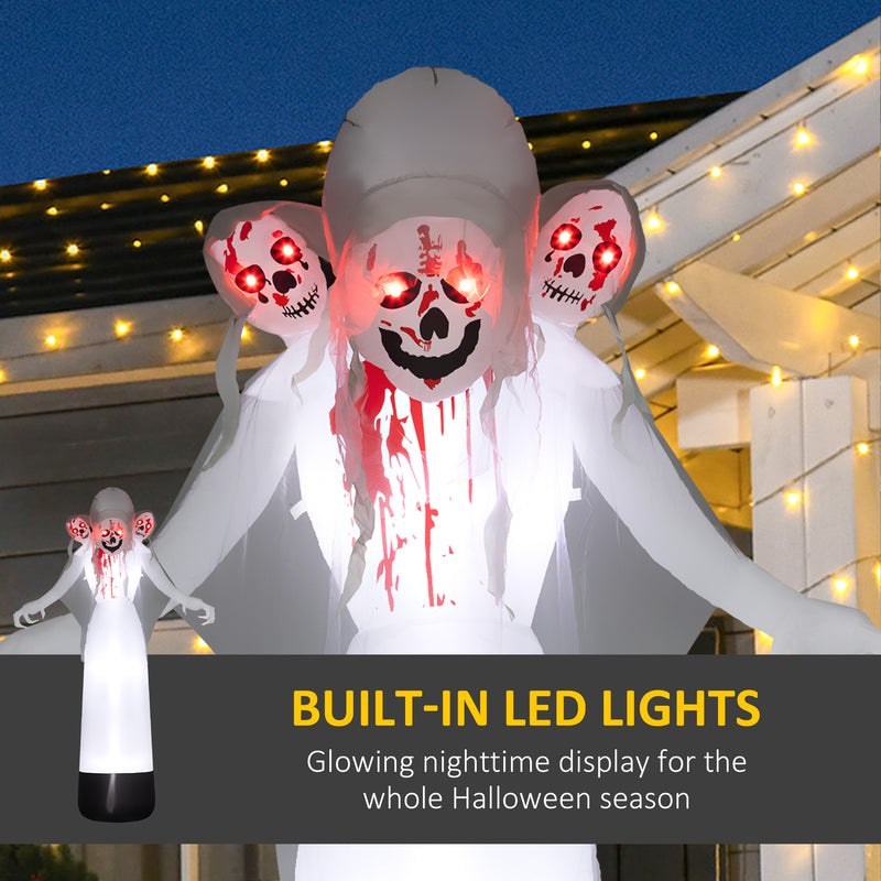 Outsunny 8.9FT Tall Halloween Inflatable Three-Head Witch Ghost Decoration