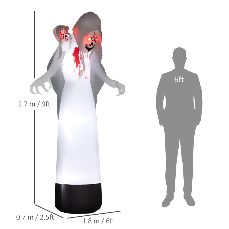 Outsunny 8.9FT Tall Halloween Inflatable Three-Head Witch Ghost Decoration