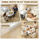 HOMCOM Folding Dining Table, Drop Leaf Table With Open Shelf, White Marble