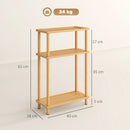 HOMCOM 3-Tier Slim End Table, Tool-Free Assembly, Natural Wood Finish