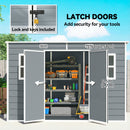 Outsunny 10 X 4 Ft Plastic Garden Shed With Floor, Lockable Doors, Grey