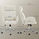 HOMCOM Office Chair With Adjustable Headrest, Comfy Desk Chair, Pale Grey