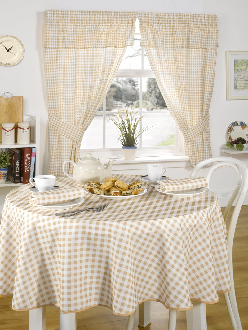 Molly - Gingham Table Cloth in Beige