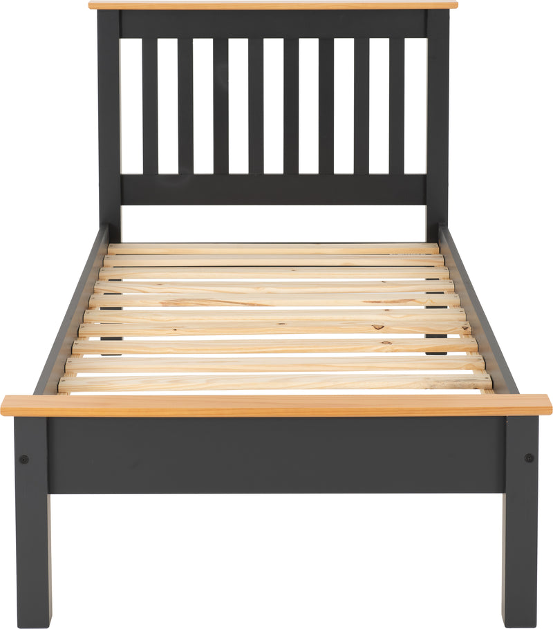 MONACO 3' LOW END BED - DARK GREY/OAK EFFECT