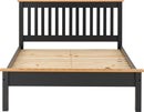 MONACO 4'6" LOW END BED - DARK GREY/OAK EFFECT