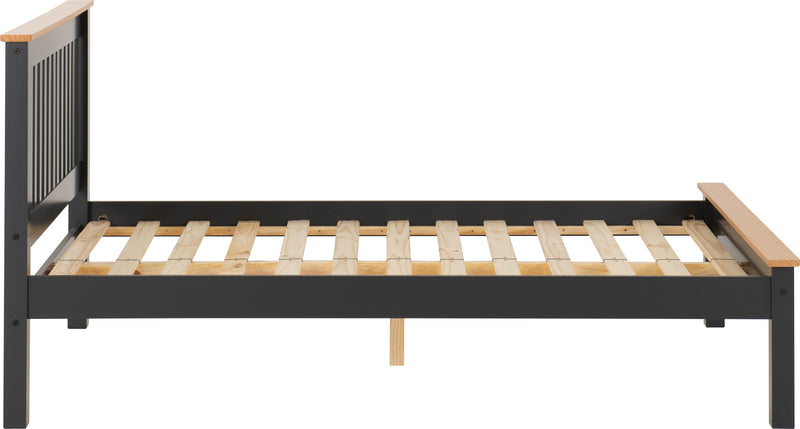 MONACO 4'6" LOW END BED - DARK GREY/OAK EFFECT