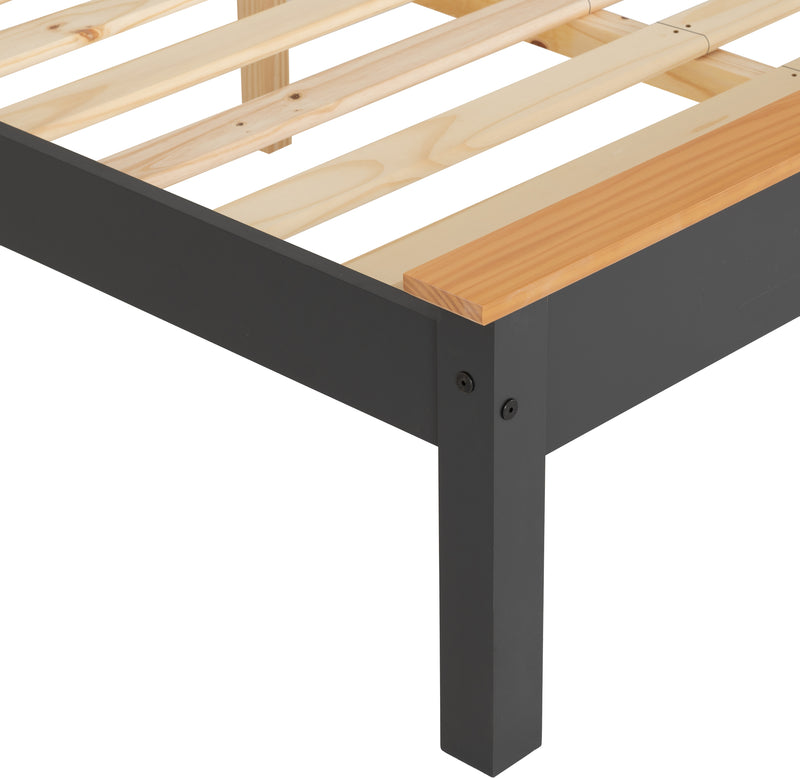 MONACO 4'6" LOW END BED - DARK GREY/OAK EFFECT