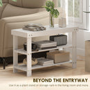HOMCOM 3-Tier Bamboo Shoe Bench with 2 Shelves for Entryway, White
