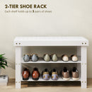 HOMCOM 3-Tier Bamboo Shoe Bench with 2 Shelves for Entryway, White