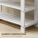 HOMCOM 3-Tier Bamboo Shoe Bench with 2 Shelves for Entryway, White